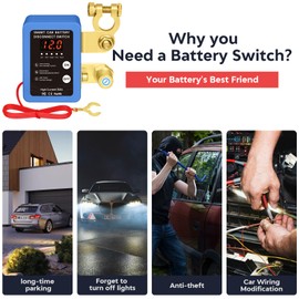 Csyibeielec Kill Switch for Car - 12V Remote Battery Disconnect Switch Smart Voltage Car Battery Kill Switch for Vehicle, RV, ATV, Truck, Boat