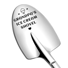 Grandpa Grandad Fathers Day Birthday Gifts from Granddaughter Grandson Engraved Ice Cream Scoop Spoon Gift for Papa Grandfather Funny Retirement Gifts for Grandad Grandpa Best Ice Cream Lover Gifts