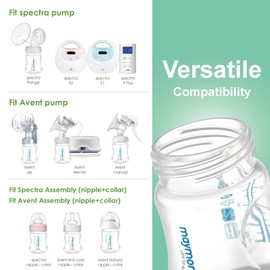 Maymom Wide-Mouth Milk Storage Collection Bottle with SureSeal Sealing Disk; Compatible with Spectra/Motif Luna/Ameda MYA/Bellababy Pumps. Can Replace Spectra S1 S2 Bottles, 6 pc (4.7Oz/140mL, 6pc)