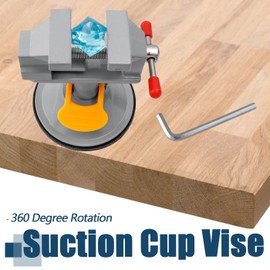 Bestgle Mini Bench Vise Universal 360 Degree Rotation Drill Press Vise Suction Cup Vise Small Table Clamp Workbench Vice with Adjustable Clamping Force for Jewelry Carving Making DIY Wood Craft