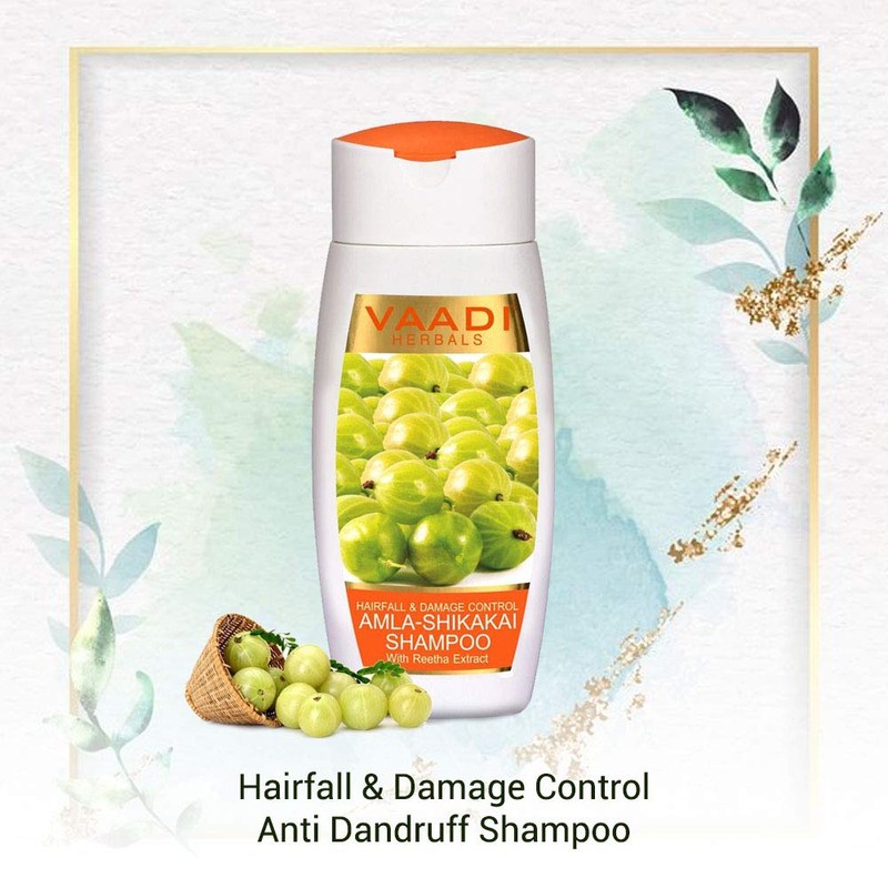 Vaadi Herbals Amla Shikakai Shampoo, Hairfall and Damage Control, 110ml