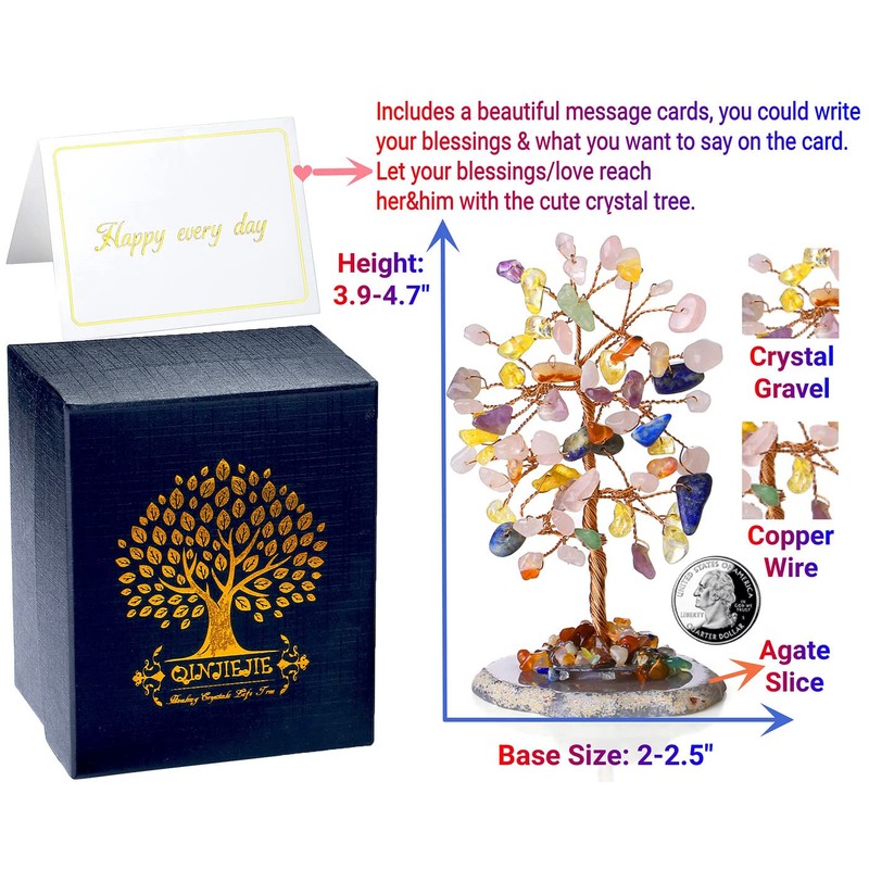 QINJIEJIE Chakra Tree Thanksgiving Gifts Crystals Artificial Tree of Life