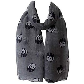 Fat-catz-copy-catz New Ladies Womens Celebrity Style Animal Leopard Long Scarf Scarves Maxi Sarong Sale (Grey Panda)