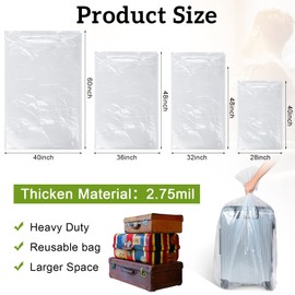 Fainne 16 Pcs Extra Large Plastic Storage Bags Clear Giant Furniture Suitcase Covers for Moving Jumbo Plastic Moving Bags for Clothes Furniture Luggage Comforter Chair Bike Blanket, 4 Sizes