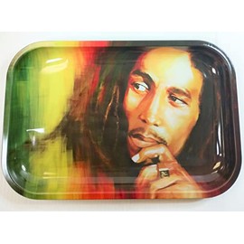 Eclipse Rasta Design Handy Durable Metal Rolling Tray 4pc