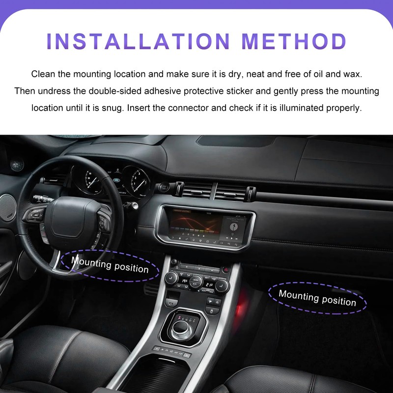 FSTURIOS Car LED Strip Light, 12V 24 LEDs RGB Under