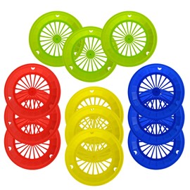 Set of 12 Reusable Paper Plate Holders 10.4" in Assorted Vibrant Colors - Fits 9" Paper Plates - Sturdy and Firm, Great for Parties, Camping, BBQ, Picnic by Roe & Moe
