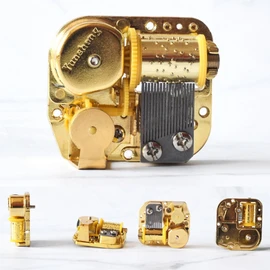 Gueiddi Music Box Mechanism, Canon 18 Note Musical Movement Gold Clockwork Mechanism Replacement with Wind-Up for DIY Musical Boxes and Figurines (Canon)