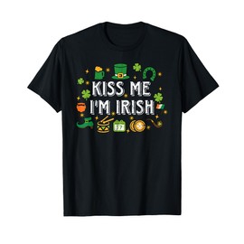 Kiss Me I'm Irish Funny St Patrick's Day Lucky Shamrock T-Shirt