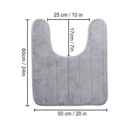 BIKHYY Memory Foam Bathroom Mat 1 Piece Non Slip Bathtub and Toilet Pedestal Mats with Water Absorbent for Bathroom Memory Foam Bath Mat 50 x 60 cm (U-Light Grey)