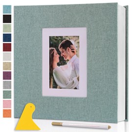Photo Album Self Adhesive Pages Scrapbook Large Magnetic Photo Albums with Sticky Pages Scrapbooks for Wedding Baby for 4x6 5x7 8x10 Picture Photo Books 11x10.6 Green 60 Pages