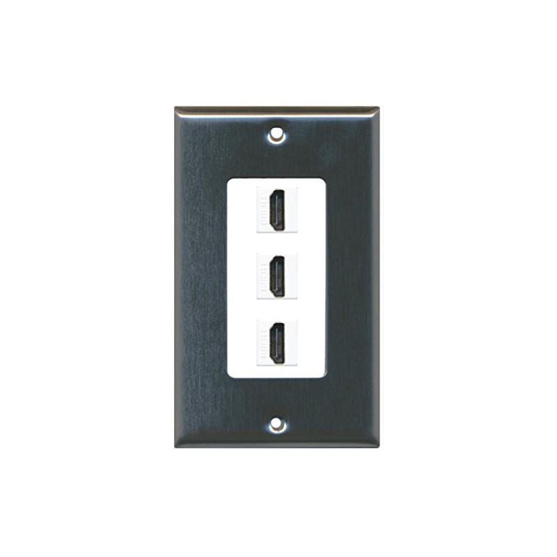 RiteAV - 3 Port HDMI 2.0 Decorative Wall Plate (Stainless