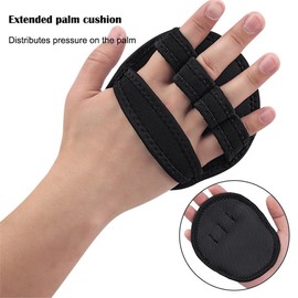 Workout Gloves for Gym, Grip Power Pads Anti-Slip Fitness Gloves, Rubber Padding to Avoid Calluses, Suit for Weight Lifting & Pull-Ups, Black