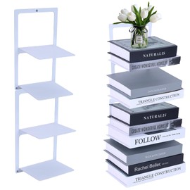 Iswabard Invisible Book Shelf Floating Book Shelves for Wall 2-Pack Wall Mounted Bookshelf, White Metal Vertical Bookshelf, Spine Bookshelf for Home, Living Room, Office,A Style,White
