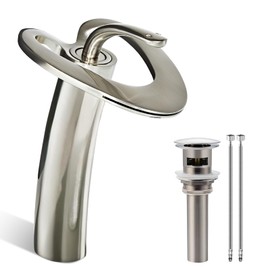Brushed Nickel Tall Bathroom Faucets 1 Hole, Single Hole Vessel Sink Vanity Faucet, Unique Modern Bathroom Mixer Tap for Bowl Sink Lavatory, llaves para lavamanos de baño,lavamanos de baño modernos