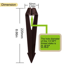 Noobibaba Ground Stake Spikes Replacement Landscape Lighting Stakes, 1/2 NPT Female Thread, 8 2/3" Length ABS Plastic for Outdoor Torch Lights 5-Pack Light Brown