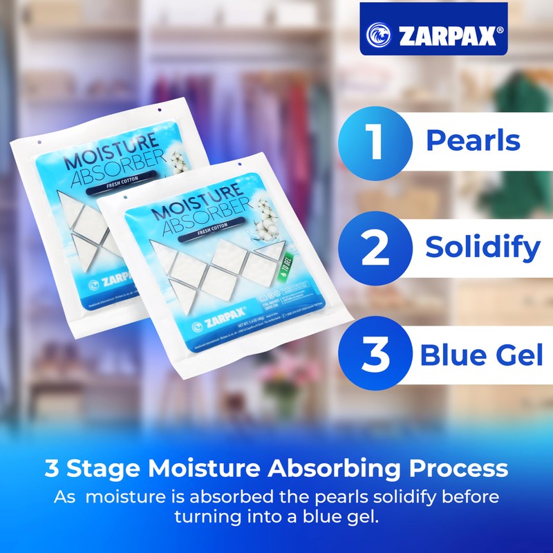 Zarpax Moisture Absorber Sachets Fresh Cotton 1.4 oz - Remove