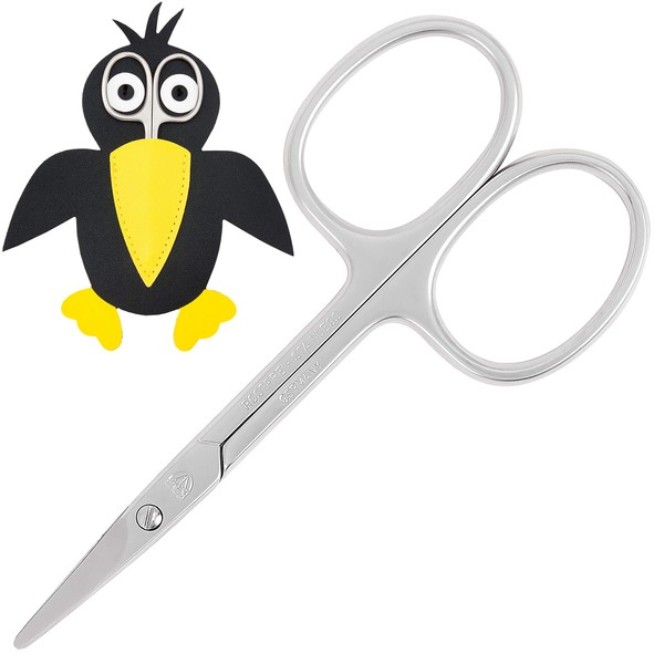 3 Swords Germany - Baby Nail Scissors Safety Scissors with Round Tips for Children - Babies - todddlers - Infants with Funny Bird case 'Corbi' - Stainless Steel Brand Quality Made in Germany (555)