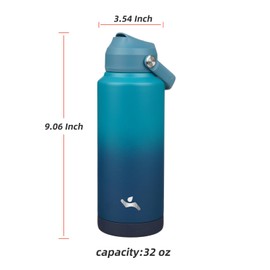 Konokyo Insulated Water Bottle with Straw Lid,32 oz Stainless Steel Vacuum Metal Bottle with Silicone Handle,Vast