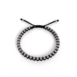 Agalea | Pulsera tejida con bolitas de Plata .925 ajustable para hombre