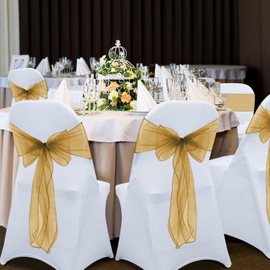 AZAMIA Stretch Folding Chair Covers 10PCS White Spandex Chair Covers Protector for Wedding Party Dining Banquet, Washable Universal Fitted Chair Slipcovers for Celebration Birthday (White, 10pcs)