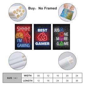 hoxaooi A Set Of 3 Buntes Neon-Spielplakatbild Gaming Poster Für Zimmer, Ästhetische Leinwand-Wandkunst, Schlafzimmer-Dekor Poster 08x12inch(20x30cm)-3pcs