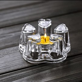 DOPUDO Glass Teapot Warmer, Crystal Heart Shape Trivet with Candle, Perfect Heater for Teapots Pitchers Carafe, Heating Base Tea Set Accessories