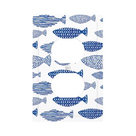 Abstract Fish Trellis 1 Gang Duplex Outlet Cover Faceplate Indigo Blue Decorative Single Electrical Receptacle Light Switch Cover Wallplate for Farmhouse Home Decor