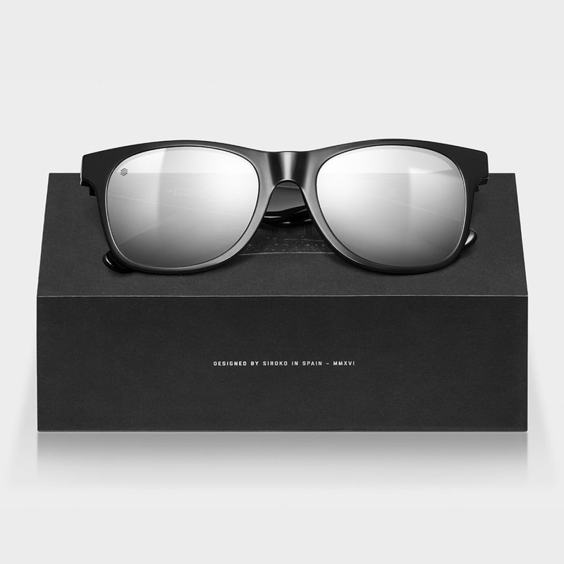 SIROKO - Recycled Oxford Sunglasses - Black/Silver Grey, Black/Silver Grey,