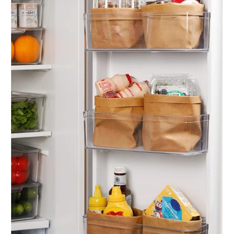 Bombinate Large Washed Craft Washable Storage Bag, Paper Brown, Food