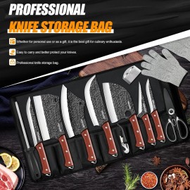Unbranded Butcher Knife Set 14 PCS Chef Knife Set Hand Forged Meat Cleaver Boning Knife