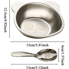 450ml Stainless Steel Kids Bowls with Cartoon Animal Design,Lightweight, Durable, Ideal for Feeding, Camping and Fun Rice Serving During Travel