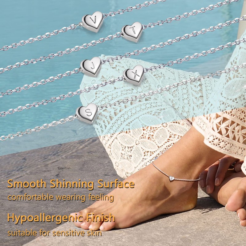 PROSILVER Ankle Bracelet for Women Letter A Anklet Solid Silver