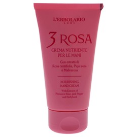 L’Erbolario 3 Rosa Nourishing Hand Cream - Moisturizing Hand Lotion for Women and Men with Camellia Oil - For Dry, Cracked Hands and Redness - 2.5 oz