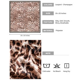 AWAYTR 35” Satin Head Scarf for Women Like Silk Scarf for Hair Scarf Satin Hair Bandana Women Headscarf Hair Wrap Scarf Neck (Leopard - Champagne)