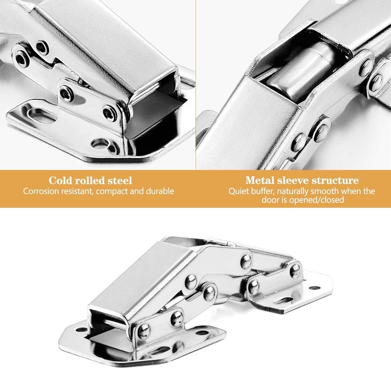 8 x Screw-On Hinges with Spring Opening Angle 90° Cupboards