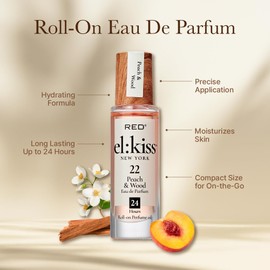 EL:KISS Roll On Perfume, Peach & Wood Inspired by Tom F Bitter Peach Eau de Parfum 12mL (.40 Fl Oz), Hydrating & Long-Lasting, Alcohol-Free & Mineral Oil-Free, Infused With Jojoba, Argan & Coconut Oil