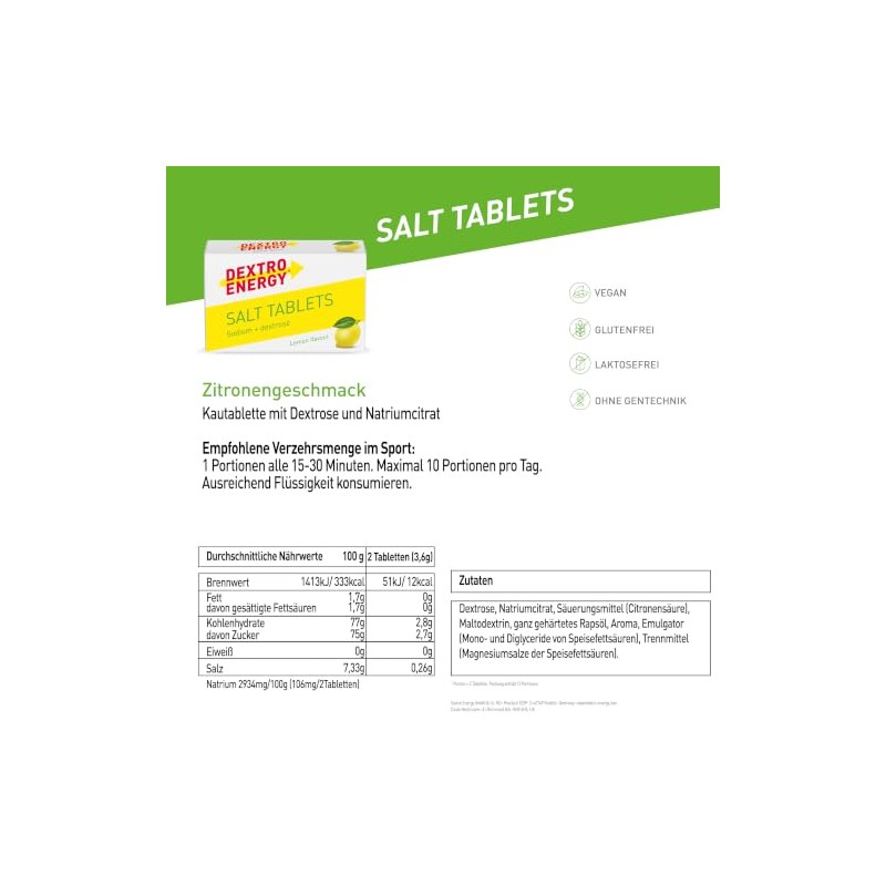 Dextro Energy Salt Tablets Lemon + Sodium - 54 g,