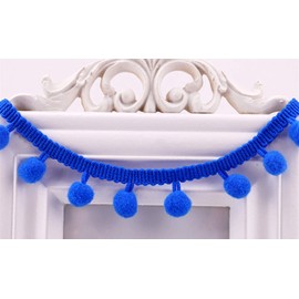 20 Yards Pom Fringe Trim,Soft Pompoms Ribbon for Women,4/5inch Wide Mini Ball Tassel Fabric Lace for Clothing Pillow Quilt Curtain Hat DIY Sewing Craft(Blue)
