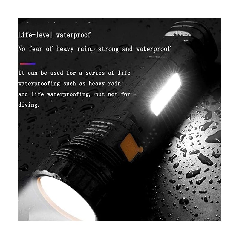 E-SHIDAI 4pcs Solar/Rechargeable Multi Function 1000 Lumens LED Flashlight, with