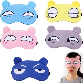 5 Stück Augenmaske zum Schlafen, Cartoon-Augenmaske, Augenmaske Modisch und Niedlich, Druck-Schlafmaske, Lustige Augenmasken, für Männer und Frauen