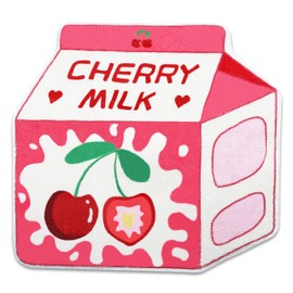 Kitcmat Cute Pink Fruit Cherry Milk Rug Non-Slip Soft Washable Funny Irregular Shaped Bath Mat for Bathroom, Bedroom Living Room, 25.6"x27.5"