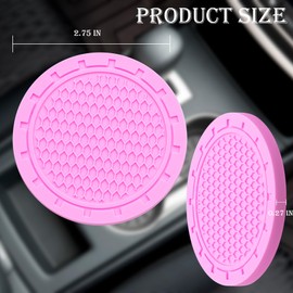 MEAJOO 4PCS Car Cup Holder Coaster, Non-Slip Cup Holders Embedded in Ornaments Coaster, 2.75 Inch Universal Recessed Car Interior Accessories (Pink)