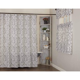 Piper Classics Gray Gables Floral Shower Curtain, 72" L x72 W, Gray and Soft White Botanical Print, Country Cottage, Vintage Farmhouse Bathroom Décor, Bath Tub Curtain