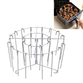 ARREBOL Air Fryer Skewer Rack & Stand with 24 Skewers, Stainless Steel Vertical Kabob Holder for Grilling Chicken, Meat & Veggies