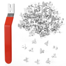 Glazier Setting Tool, Glazier Tools Kit with 120pcs Push Points Glazing Push Point Driver Kit for Glass Workers for Framing Glass Picture Cross Stitch Easy-Grip Handle (Red)