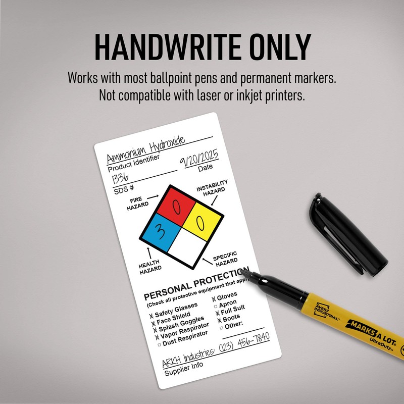 Avery NFPA Secondary Container Labels, Waterproof, Chemical Resistant, Preprinted, Handwrite-Only,