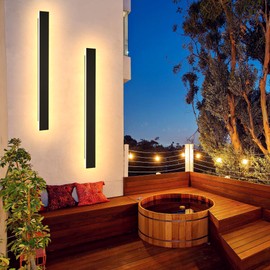 Outdoor Wall Light LED Long Wall Sconce 31.5in Ip65 Waterproof Black Modern Outdoor Lights 3000k 26W Metal Exterior Light Fixture For Porch Light Patio Front Door Yard Garden Villa Living Room