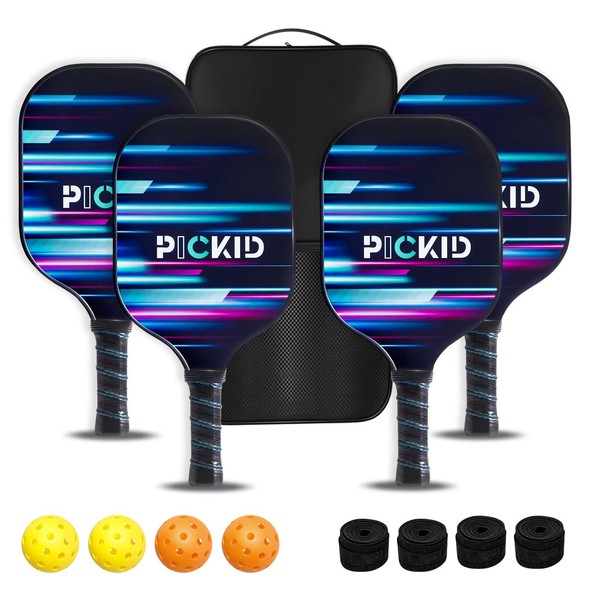 PICKID Pickleball Paddles,Carbon Fiber Pickleball Set of 2/4, Polypropylene Honeycomb