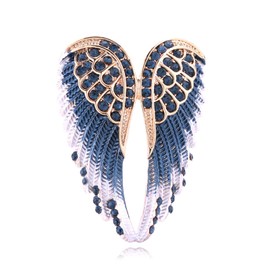 QLUYCKW Angel Wing Brooch Pin for Women Fashion Colorful Rhinestone Enamel Fairy Elf Wings Brooch Pin Birthday Party Dresses Clothing Accessories Jewelry (Blue)